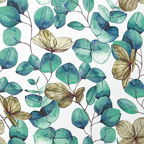 20 Small Cocktail Napkins Leaf of Eucalyptus | Nature | Table Decoration | Decoupage | Napkin Technology 25 x 25 cm