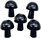 5Pcs Mini Mushroom Shaped Gemstone Statue Figurine, Carved Crystal Stone Mushrooms Crafts for Healing Chakra Reiki Balancing Home Decoration, Black Obsidian