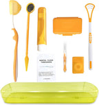 Portable Orthodontic Oral Care Kit for Braces - Interdental Brush Dental Wax Dental Floss Toothbrush Cleaning Kit(Orange)