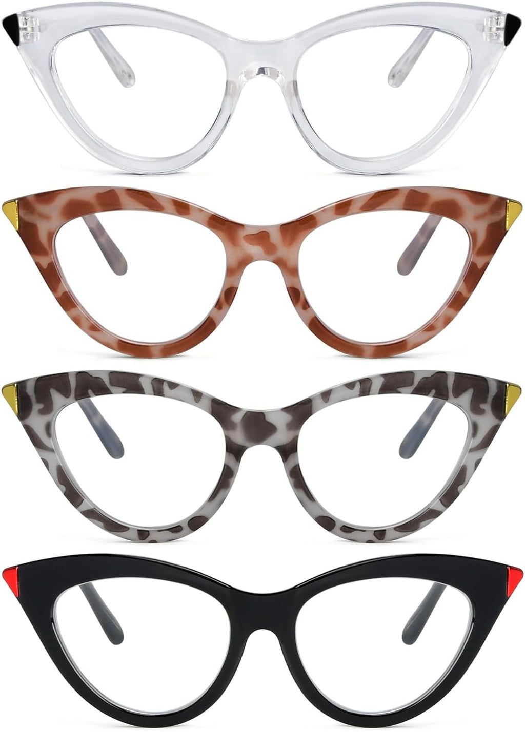 Eyekepper 4 Pack Small Reading Glasses for Women Cat-eye Style Ladies Readers +1.75