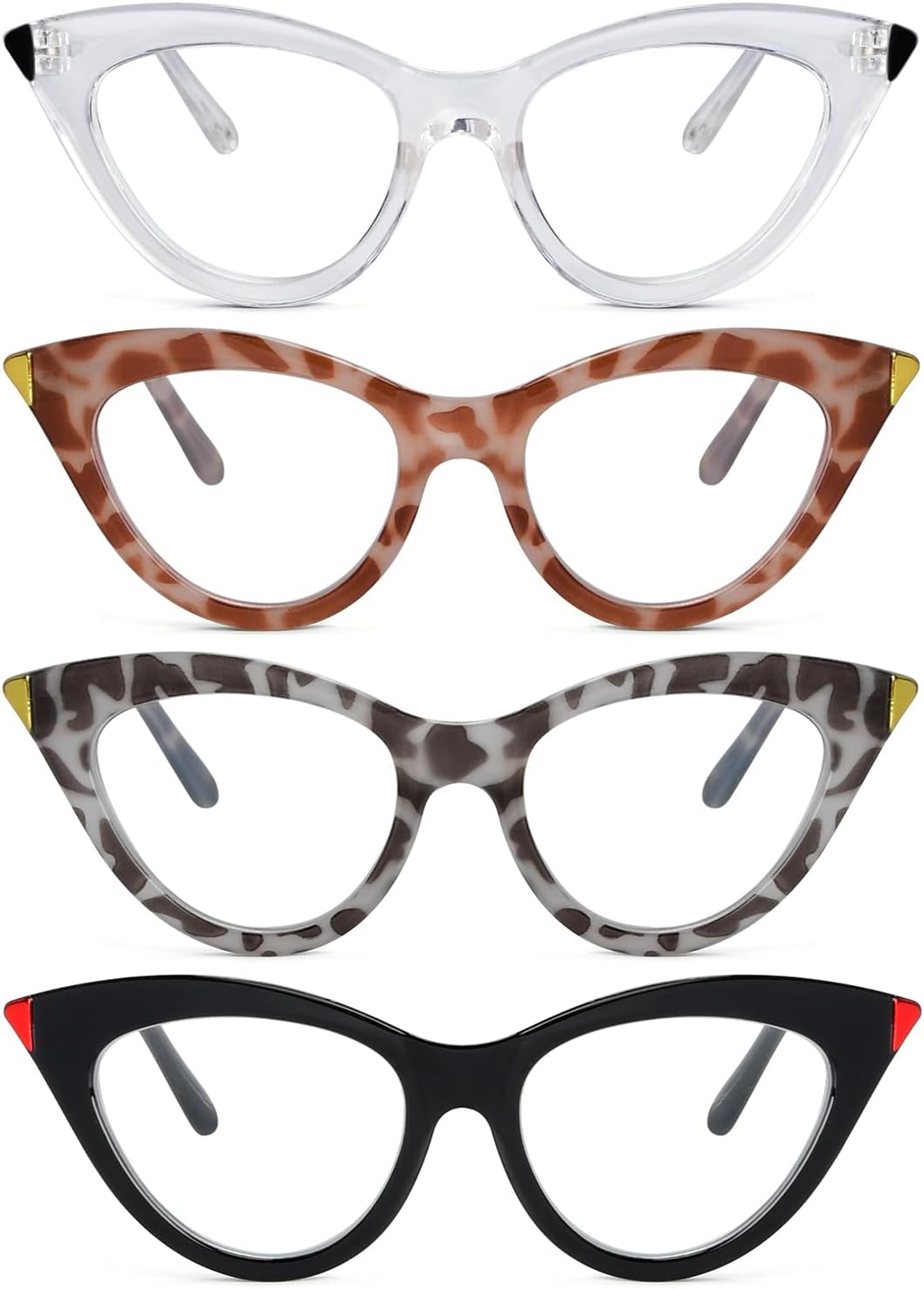 Eyekepper 4 Pack Small Reading Glasses for Women Cat-eye Style Ladies Readers +1.75