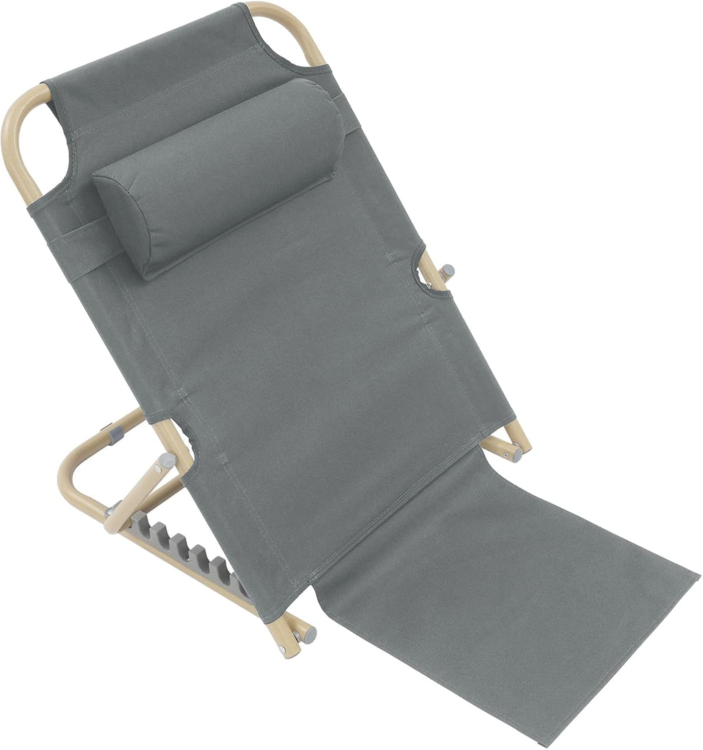 Adjustable Lifting Bed Backrest - 7-Position Ergonomic Backrest with Headrest, Foldable for Sitting Up in Bed, Reading, Watching TV, 330lbs Capacity (Grey)