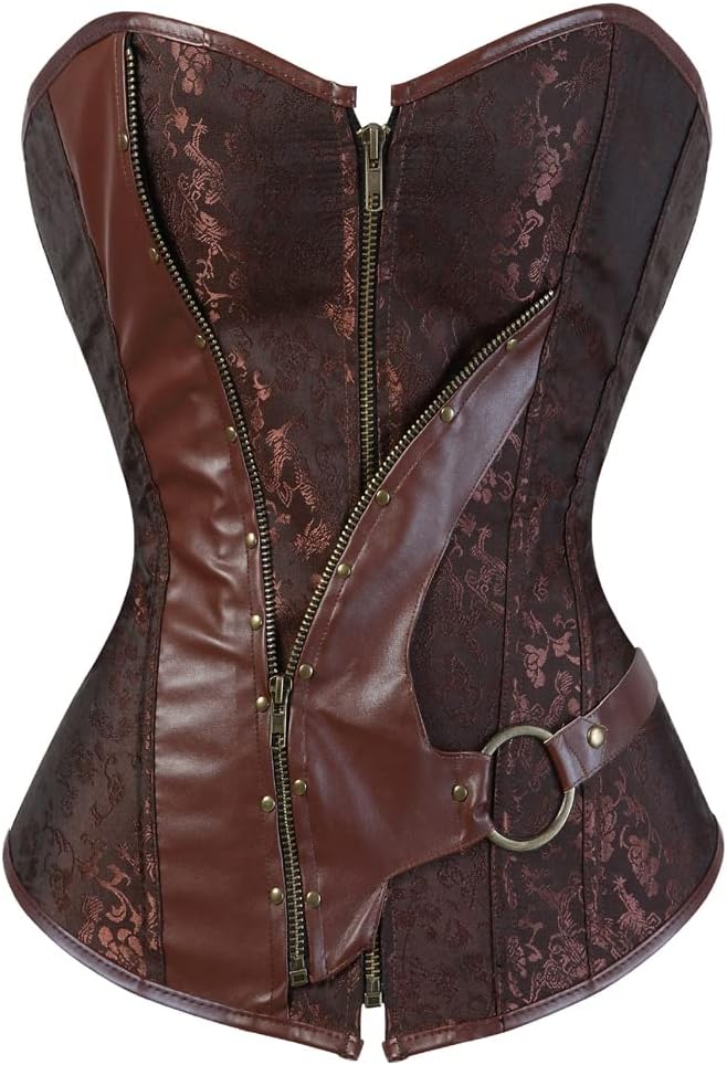 Grebrafan Sexy Zip Plus Size Steampunk Pirate Bustier Corsets for Women