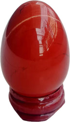 Natural Red Jasper Egg Shaped Meditation Chakra and Home Decor Balance Crystals and Healing Stones Statue Set,35 * 50mm Easter and Thanksgiving Gift,with Wooden Bracket