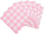 Beavorty Disposable Pink Gingham Paper Napkins 100pcs 5pcs Checkered Plaid Cocktail Serviettes for Wedding, Birthday, Shower, Picnic, and Party Use