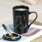 Capricorn Gifts, Capricorn Zodiac Sign Star Gift for Women Girls Men, Christmas Birthday Gifts for 12 Horoscope Astrology Lovers, 14 OZ Black with Gift Box Spoon Lid