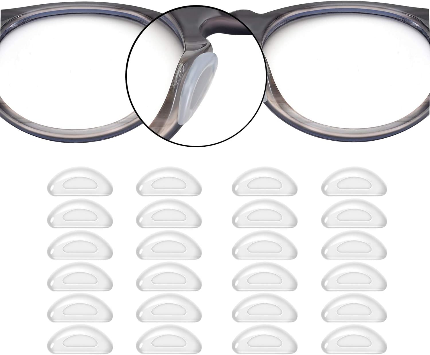 1.0mm Eyeglass Nose Pads 20 Pairs Stick On Silicone Anti-Slip Adhesive Nose Pads Cushions for Eyeglasses Sunglasses Thin Nose Pads (Clear)
