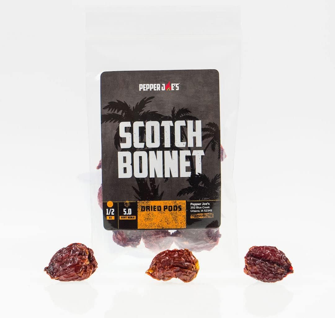 Pepper Joe’s Dried Scotch Bonnet Peppers – 1/2oz Bag of Dehydrated Hot Pepper Pods – Whole Dried Chili Peppers for Cooking and Spice Making