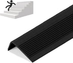 Rubber Stair Nosing - Stair Anti-Slip Adhesive Strip, Made of Wear-Resistant Rubber, Mute, Easy to Install - Indoor/Outdoor, Helps Elderly and Children Prevent Slipping (3.3Ft, Full Black, 1)