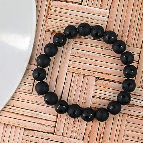 Aleafa Armlet Presents Natural Black Onyx Self Bracelet Crystal Stone 10 Mm Round Bead Bracelet for Reiki and Crystal Stones (Color : Black) #Aport-4706