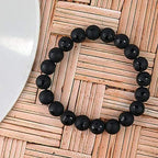 Aleafa Armlet Presents Natural Black Onyx Self Bracelet Crystal Stone 10 Mm Round Bead Bracelet for Reiki and Crystal Stones (Color : Black) #Aport-4706