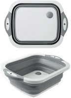 Collapsible Washing Bowl, Multi Function Bowl Drying Rack, Portable Cutting Board, Retractable Drain Washing Basket Basin Vegetable Fruit Tray for for Camping, Picnic, Kitchen