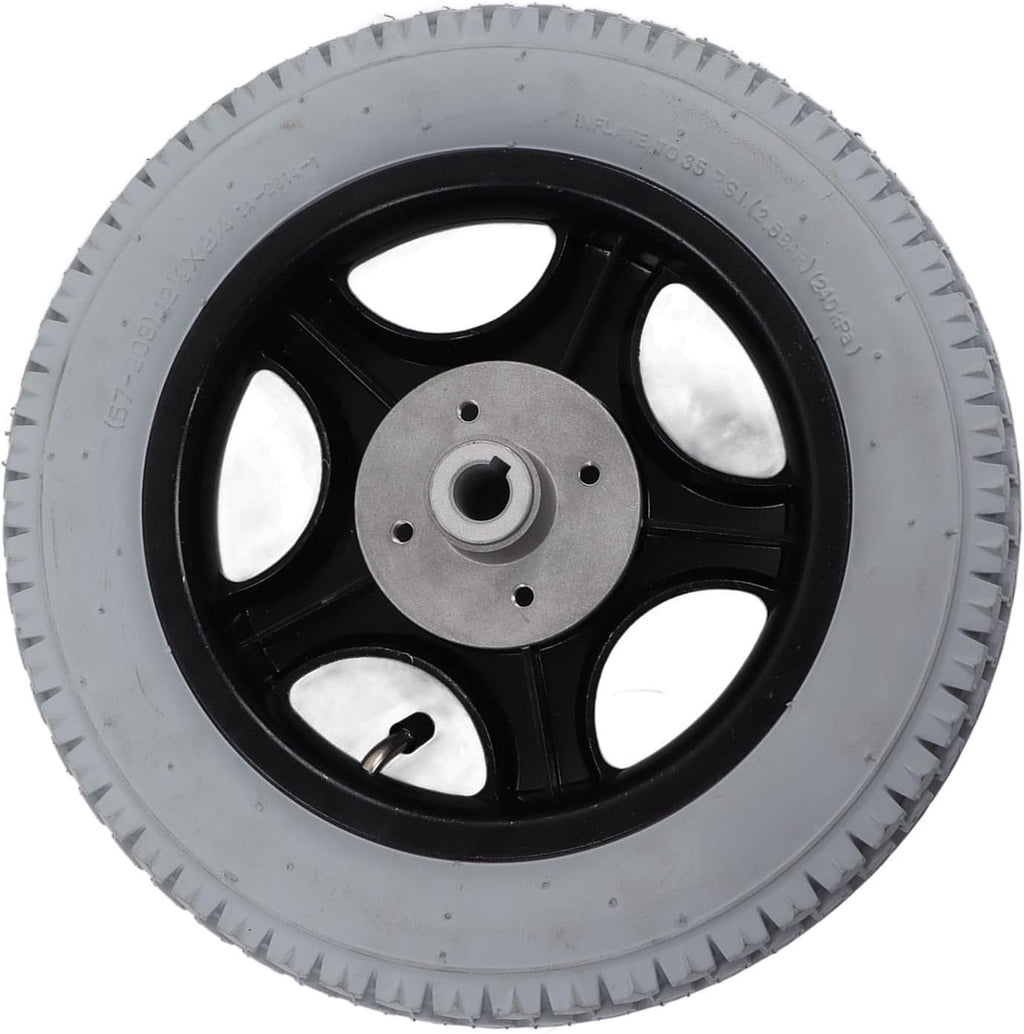 Wheelchair Wheels Assembly, 0mm / 12.6in Inflatable Wheel, 4 Hole Alloy Steel Hub Disabled Vehicle Rear Tyre for Electric Wheelchairs and Trolleys