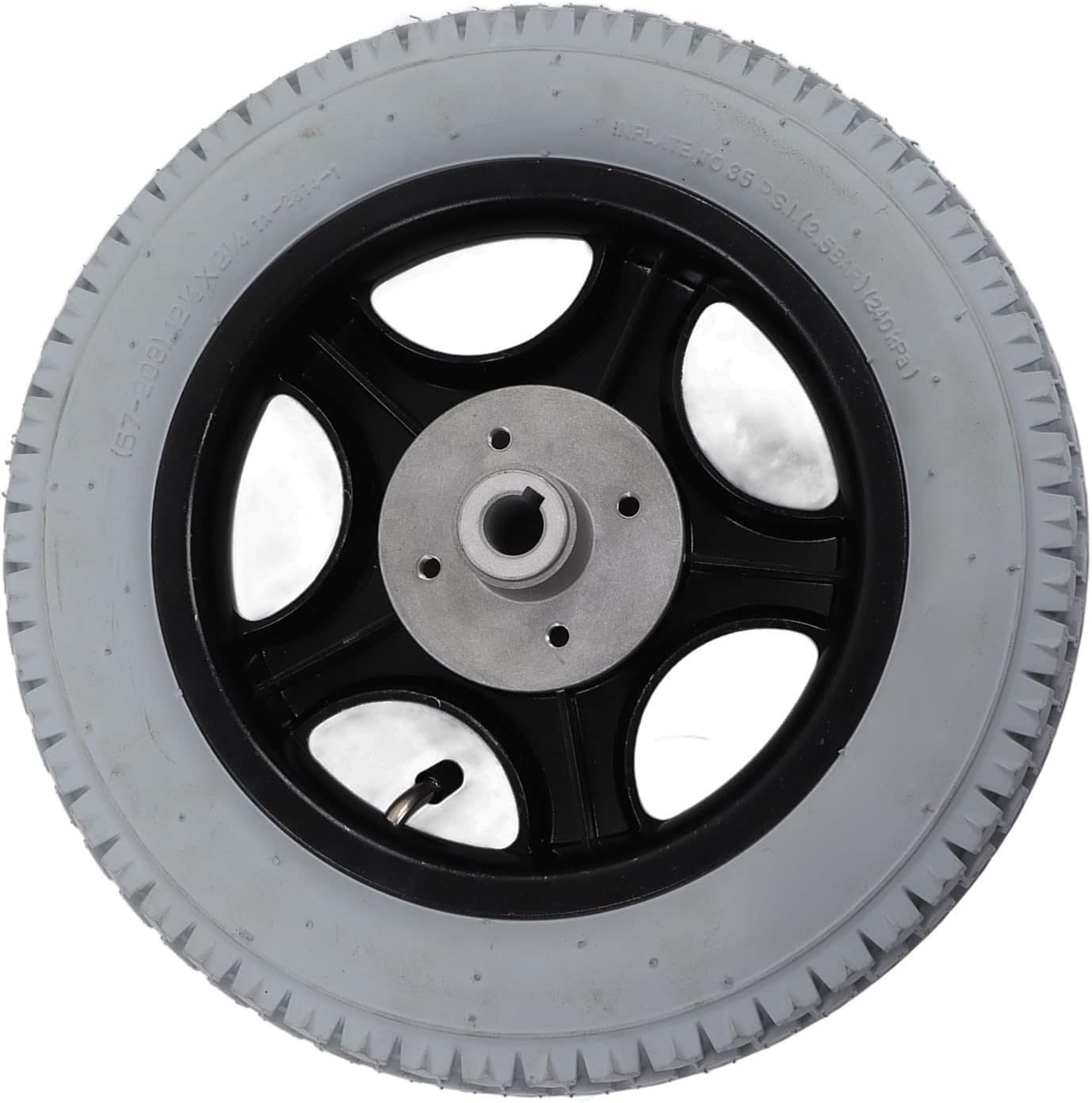Wheelchair Wheels Assembly, 0mm / 12.6in Inflatable Wheel, 4 Hole Alloy Steel Hub Disabled Vehicle Rear Tyre for Electric Wheelchairs and Trolleys