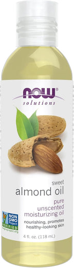 NOW Foods Solutions, Sweet Almond Oil, 100% Pure Moisturizing Oil, Promotes Healthy-Looking Skin, Unscented , 4-Ounce