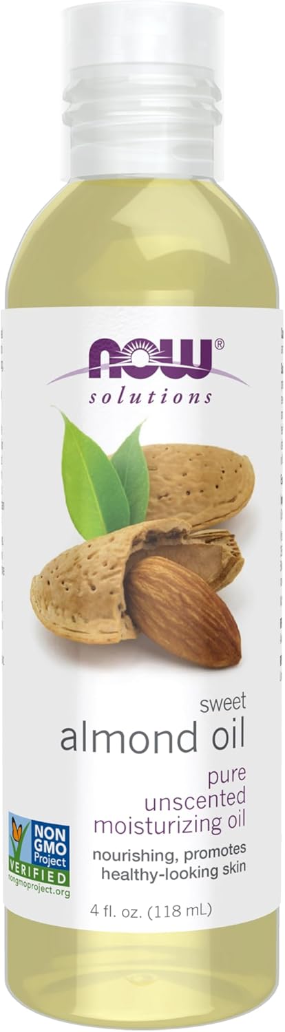 NOW Foods Solutions, Sweet Almond Oil, 100% Pure Moisturizing Oil, Promotes Healthy-Looking Skin, Unscented , 4-Ounce