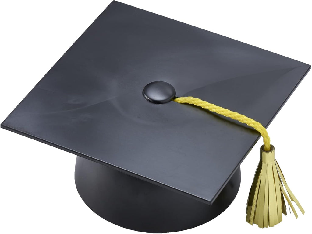 DecoPac Black Grad Cap with Tassels Cake Topper, Elegant Graduation Hat Cake Decoration, Food Safe, Pack of 12 (22422)
