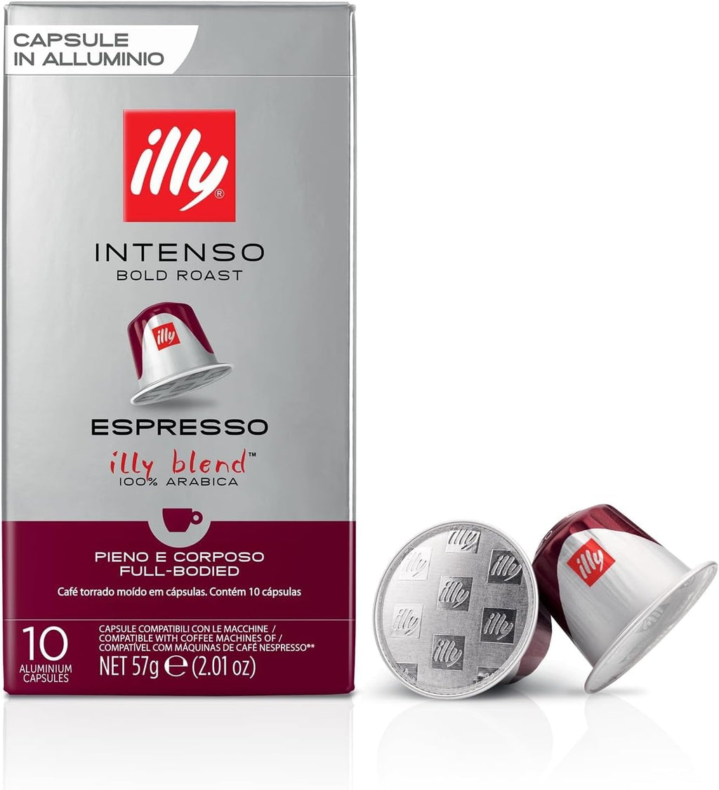 Illy Espresso Compatible Capsules - Single-Serve Coffee Capsules & Pods - Intenso Bold Roast - Notes Of Cocoa & Dried Fruit Coffee Pods - For Nespresso Coffee Machines – 10 Count