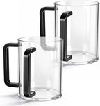 2 Pcs Judaica Hand Washing Cup with Dual Handles 5" Acrylic Clear Negel Vasser Hand Washing Cup for Jewish Ritual Netilat Yadayim Holiday Gifts (Black Handle)
