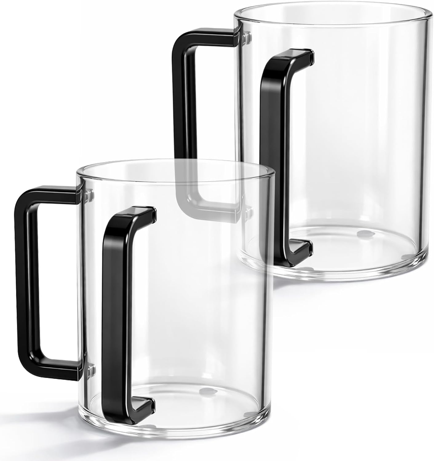 2 Pcs Judaica Hand Washing Cup with Dual Handles 5" Acrylic Clear Negel Vasser Hand Washing Cup for Jewish Ritual Netilat Yadayim Holiday Gifts (Black Handle)