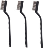 Wire Brush Set 3Pcs - Stainless Steel ,Curved Handle Scratch Brush Wire Bristle for Cleaning Welding Slag ,Rust,Dirt (Stainless Steel)