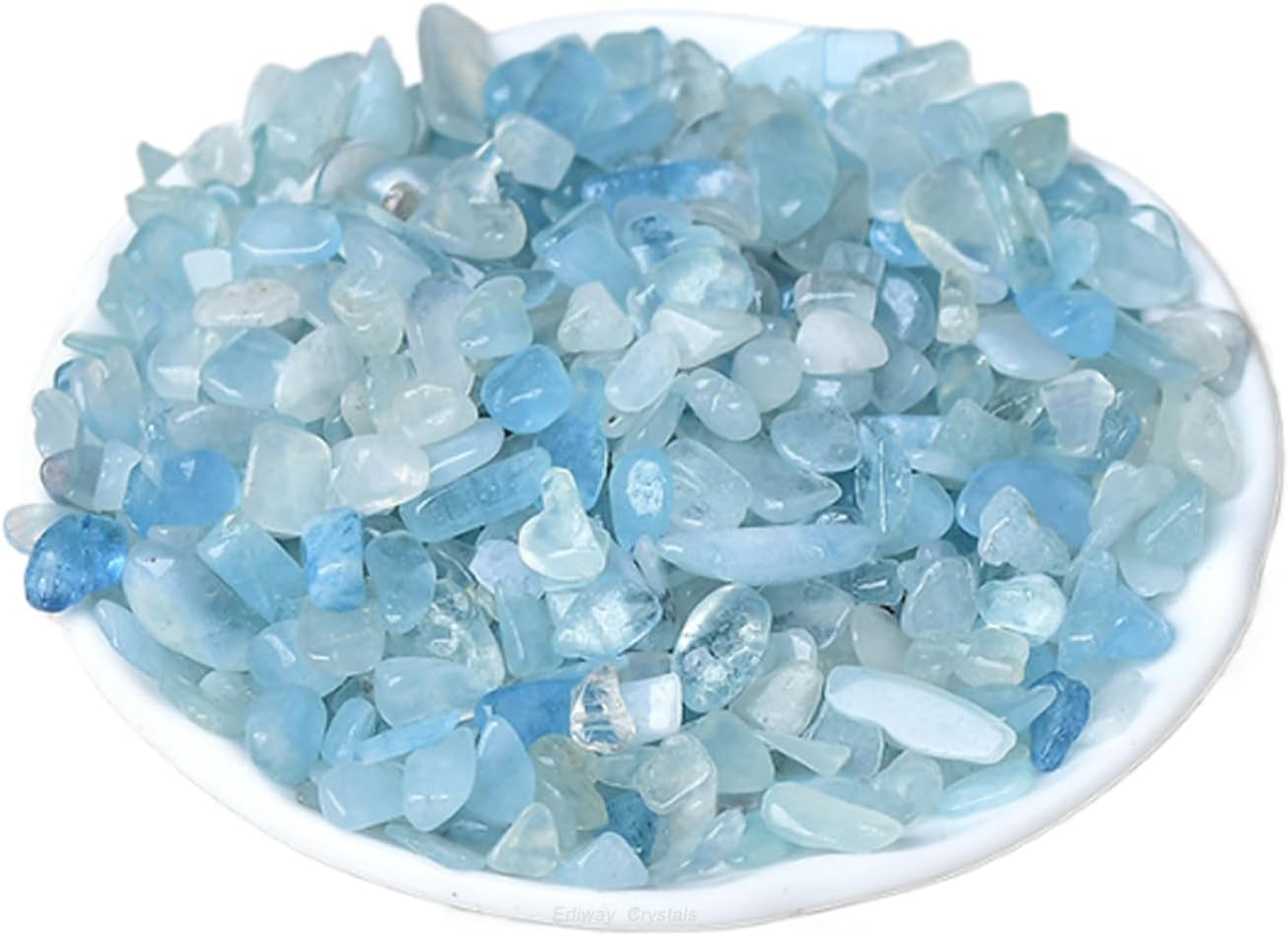Erliway 100g Natural Aquamarine Crystal Chips, 7-9mm Tumbled Chips Crushed Crystal Stones, Polished Crystal Chips for Vase Filler Healing Reiki Crystal Jewelry Making Home Decor Aquarium Gravel