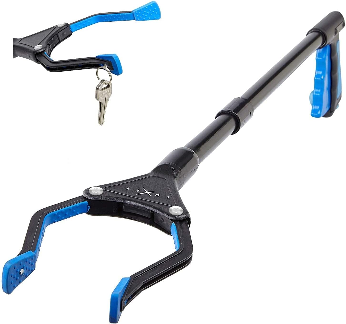 Grabber Reacher Tool - 26" Steel Portable Pick Up Stick - Strong Grip Magnetic Tip for Store Shelves Lightweight Garbage Litter Trash Picker Claw Grabber Tool for Elderly - by Luxet (Blue)
