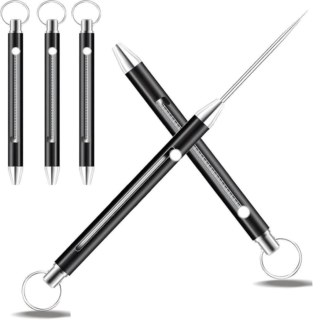 Portable Titanium Toothpicks,Pocket Metal Toothpick Reusable with Stainless Steel Toothpick Holder Keychain Telescopic Toothpick Holders(3 Pieces)