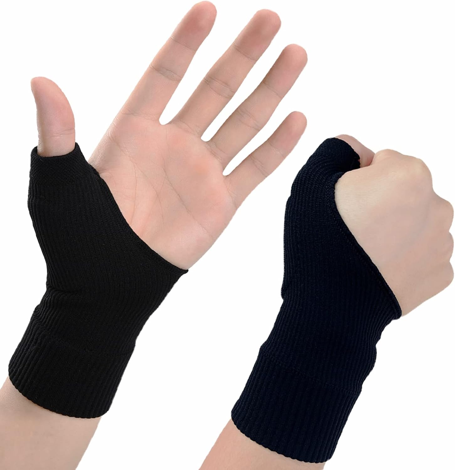 Thumb Wrist Arthritis Gloves (2Pcs), Elastic Compression Sleeves Fingerless Glove with Gel Pad for Arthritis,Tendonitis,Carpal Tunnel,Rheumatoid,Typing, Breathable Compression Gloves for Women & Men
