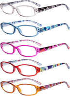 Eyekepper 5 Pack Ladies Reading Glasses with Pattern Arms - Design Readers for Women Reading
