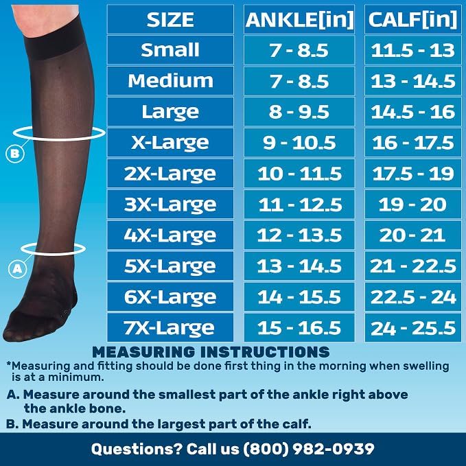 ABSOLUTE SUPPORT Made in USA - Sheer Compression Socks for Women 15-20 mmHg - Support Hose Knee High Stockings - A101