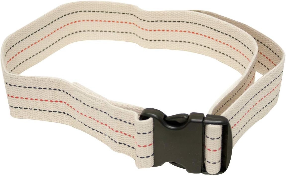 FabLife Gait Belt, Quick Release Plastic Buckle, 44", Cream with colored stitching