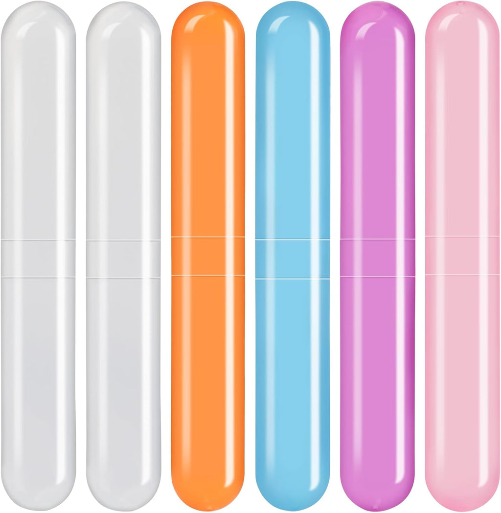 6 Pack Travel Toothbrush Case, Breathable Portable Toothbrush Holder, Plastic Toothbrush Cover Container for Traveling, Bathroom, School, Home, Business, Camping