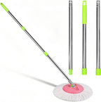 Ipetboom Replacement Mop Handle - 44.68In Adjustable 3-Section Mop Pole Broom Rod with Ergonomic Grip Stainless Steel Stick Compatible with Various Broom Heads for Household Cleaning