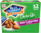 Blue Diamond Almonds Whole Natural Raw Snack Nuts, 100 Calorie Travel Bags, 32 count