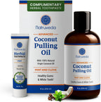 Natruveda Coconut Oil Pulling Mouthwash – 8 oz, Virgin Clove & Mint Blend, Ayurvedic Oral Rinse for Teeth Whitening, Natural Mouthwash for Gums, Gentle Pulling Oil for Daily Use