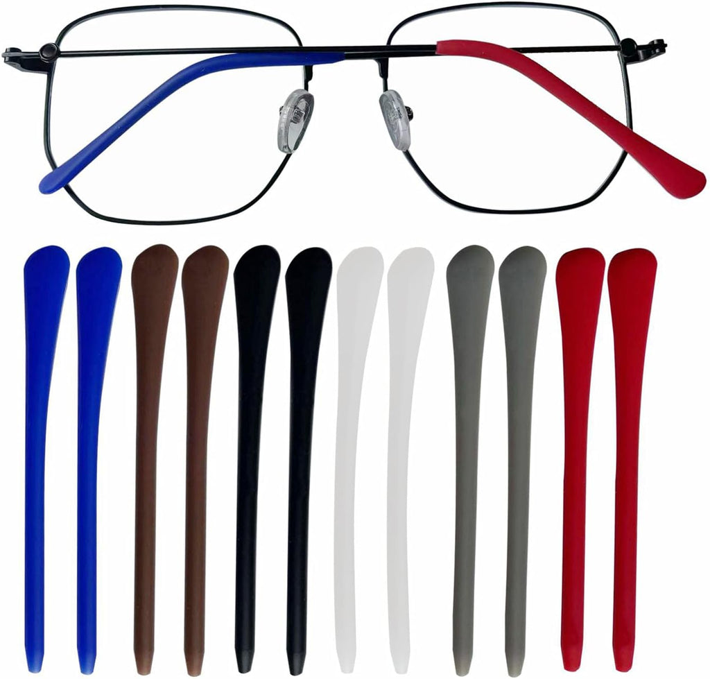 KECHIO Silicone Anti-Slip Eyeglass End Tips Ear Cushions Ear Sock Pieces Tube Temple Tips Spectacle Retainers Elastic Comfort Replacement Tips for Thin Metal Eyeglass Legs 6 Pairs