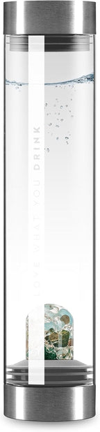 VitaJuwel Sana Premium FOREVER YOUNG | Crystal Water Carafe with Aventurine, Aquamarine, Smoky Quartz & Clear Quartz - Cleansing / Detox, Stress-Relief & Serenity