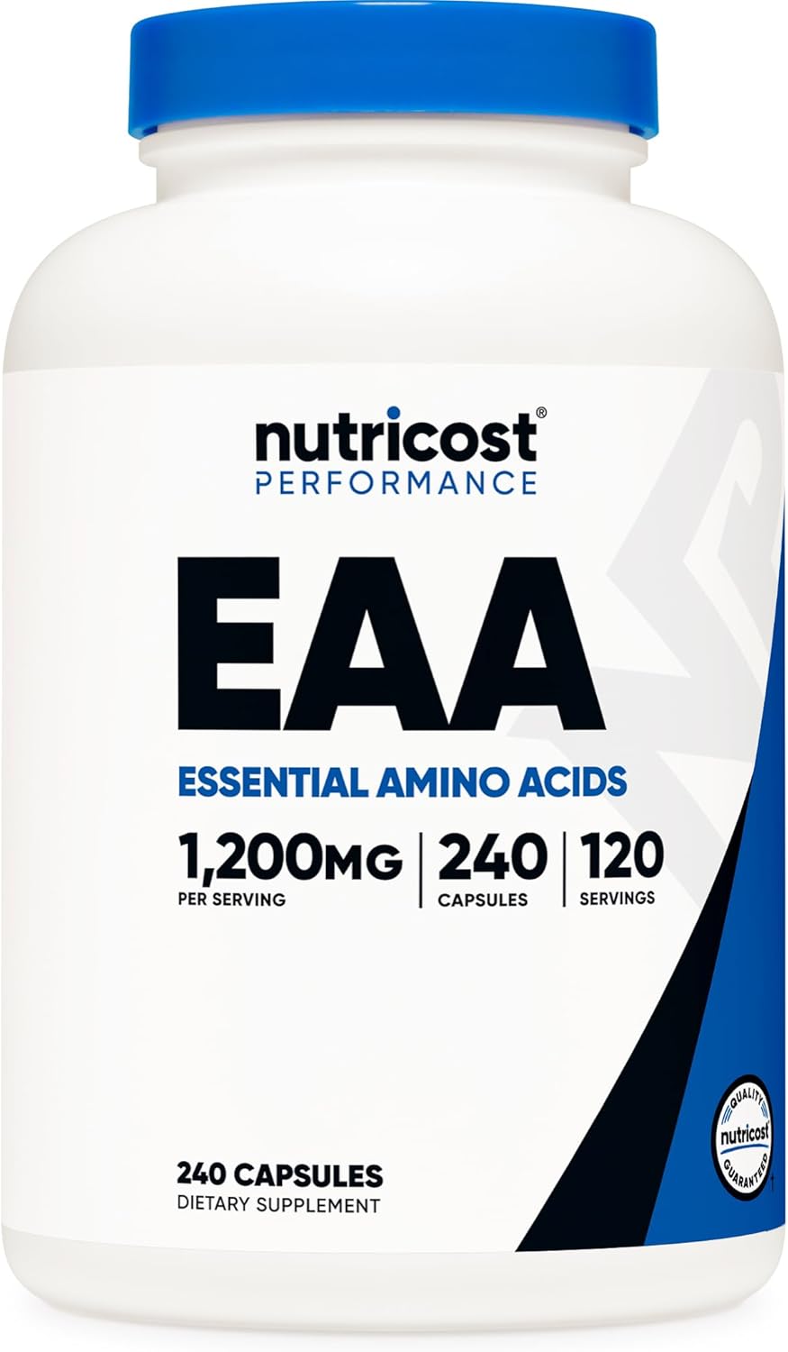 Nutricost EAA Capsules 1200mg, 240 Capsules - Essential Amino Acids, 120 Servings - Non-GMO, Gluten Free & Vegan