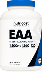 Nutricost EAA Capsules 1200mg, 240 Capsules - Essential Amino Acids, 120 Servings - Non-GMO, Gluten Free & Vegan