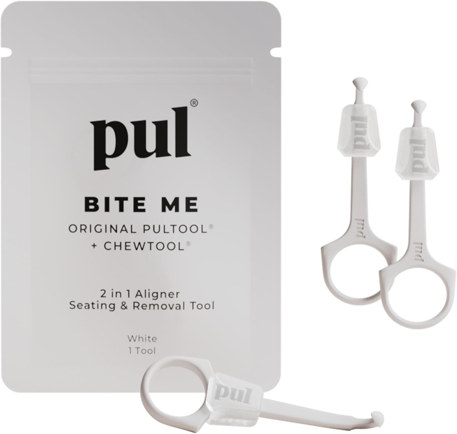 PUL 2-in-1 Aligner Removal Tool and Chewies for Invisalign Aligners, Retainers and Trays - Patented Invisalign Remover Tool for Easy Removal & Secure Fit - Pack of 3, White