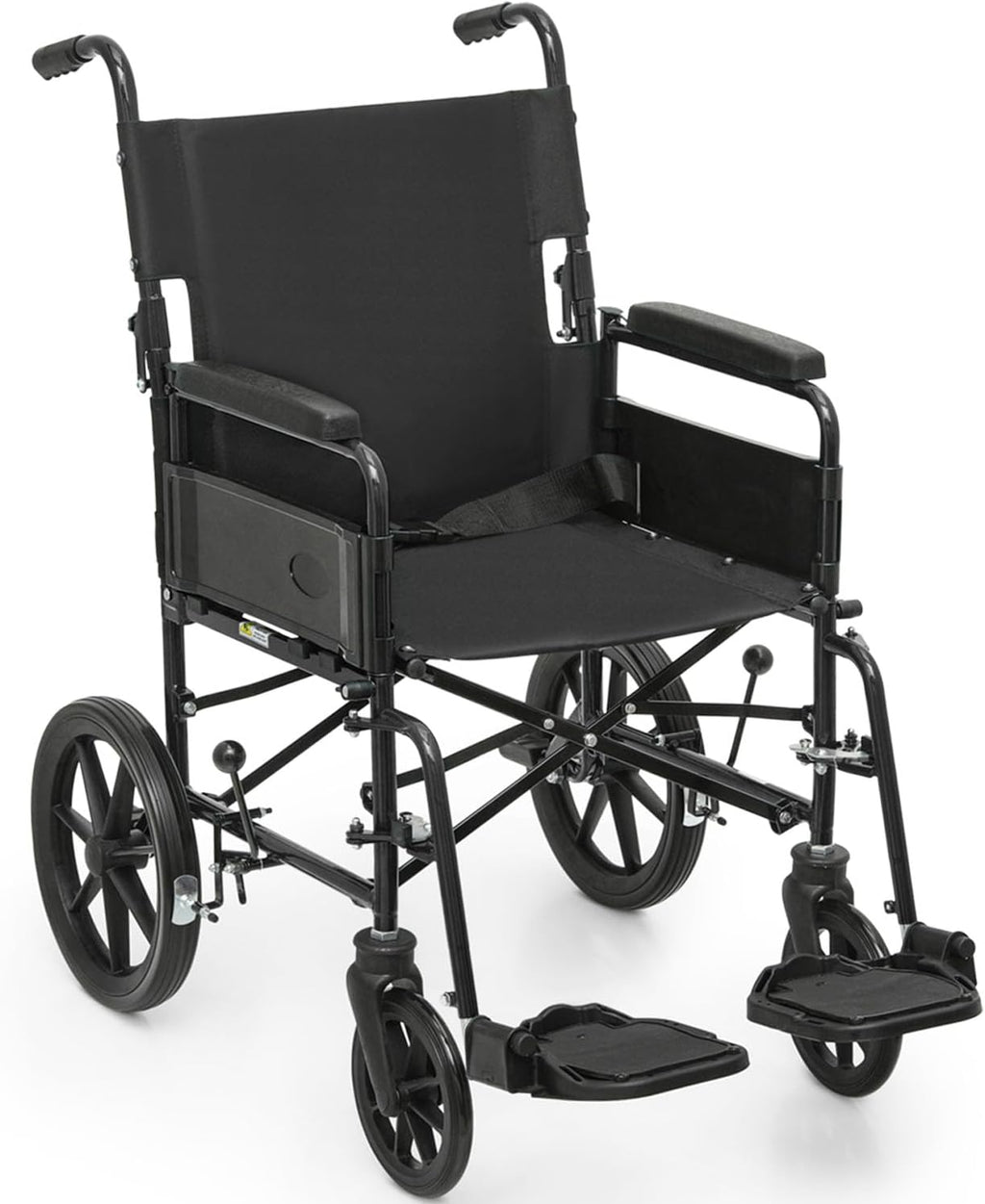 Wheelchair, Folding Transport Wheelchair with Swing-Away Foot Rest and Removable Flip Back Armrests, 18" Wide Seat for Adults Seniors Transfers, 300lbs, Black