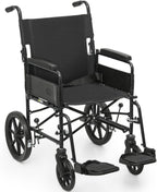 Wheelchair, Folding Transport Wheelchair with Swing-Away Foot Rest and Removable Flip Back Armrests, 18" Wide Seat for Adults Seniors Transfers, 300lbs, Black