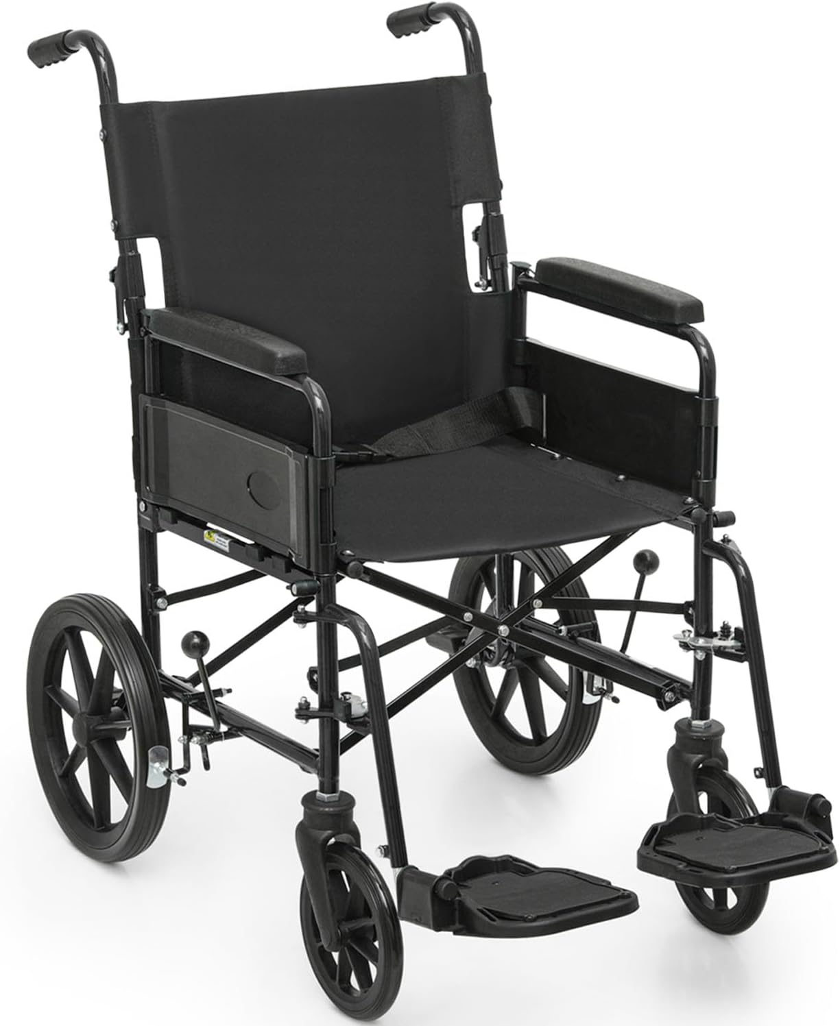 Wheelchair, Folding Transport Wheelchair with Swing-Away Foot Rest and Removable Flip Back Armrests, 18" Wide Seat for Adults Seniors Transfers, 300lbs, Black
