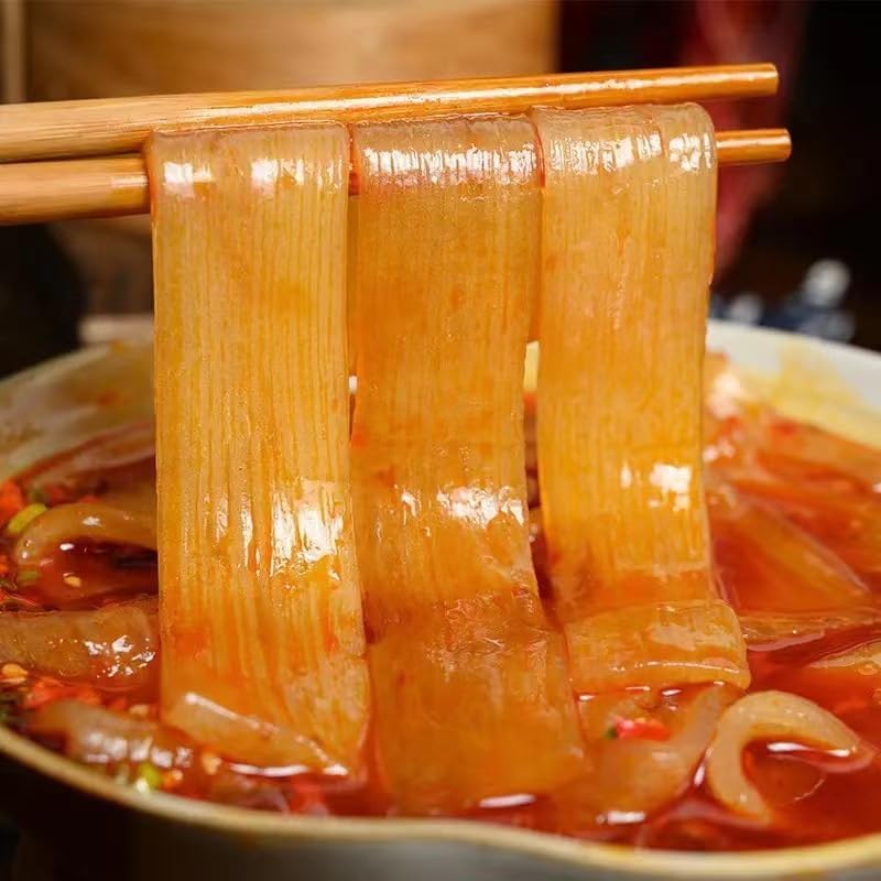 Authentic Sichuan Noodles in Hot Pot: Kuanfen, Chinese Extra Wide Vermicelli, versatile glass noodles. Chinese Extra Wide Vermicelli, Gluten-free, Vegan, Kosher, Hot Pot Noodles for Japchae Dish and Soup. (Hot Pot Szechuan Noodles （火锅川粉）)