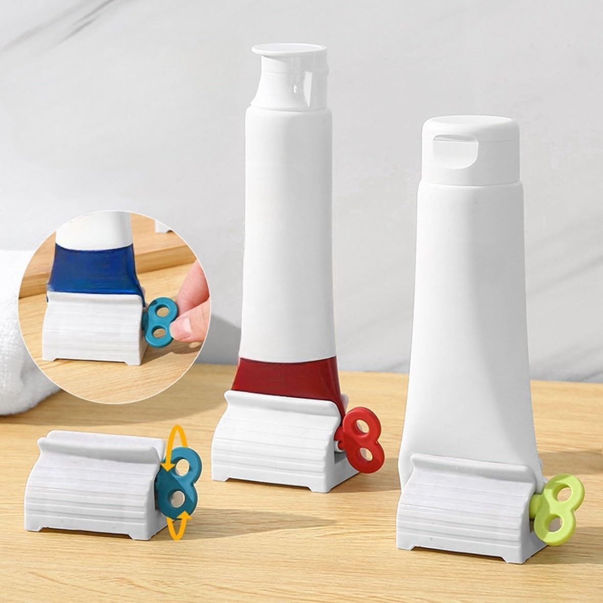 Manual Toothpaste Tube Squeezer – Easy Squeeze Dispenser for Toothpaste, Creams, and Gels 3-Sets Red Blue Green 1