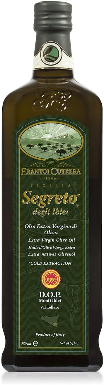 Frantoi Cutrera - Segreto Degli Iblei - Extra Virgin Olive Oil - Sicilian D.O.P Certified Italian, Pure 2022/23 Early Harvest First Cold Pressed, High In Polyphenols, 24.5 Fl Oz (Pack of 1)