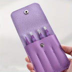 Professional 4-Piece Stainless Steel Tweezers Set for Eyebrow Shaping, Hair Removal, and Makeup Application with Eyelash Extension Clips (Purple)