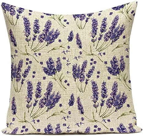 Cushion Cover Decorative Pillows Case Purple Plant Flower Lavender Pillow Cushion Cover for Living Room Sofa Car Home Decor Sofa Garden Car Office Kids Bedroom Decorative Pillow Case