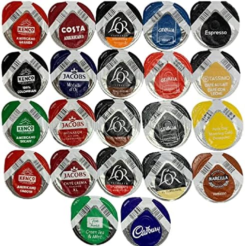 Tassimo 22 T- Discs Pods Variety Pack: Coffee, Chocolate Capsules in StormBrew Gift Box